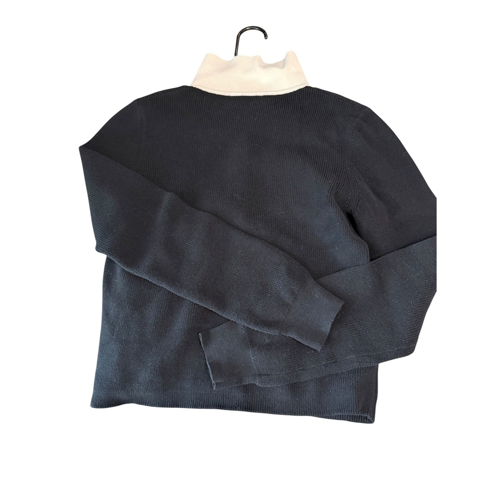 Truth by Republic Womens Knit Polo Sweater Black Cream Contrast Collar Large - Picture 5 of 5
